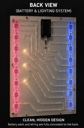Back view: concealed battery pack and lighting system